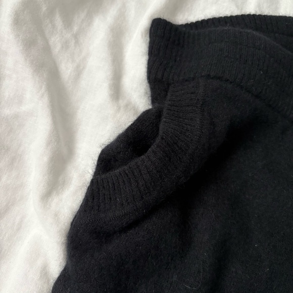 Nordstrom XL 100% cashmere Black Wide Leg Lounge Pants Women's Elastic - Picture 4 of 8